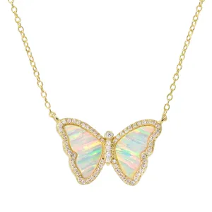 Opal Butterfly Necklace with Stripes