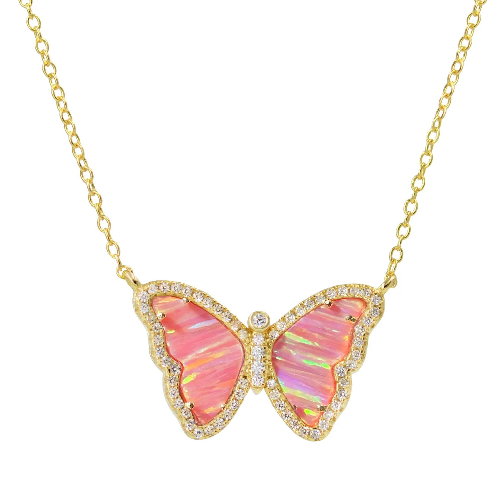 Opal Butterfly Necklace with Stripes