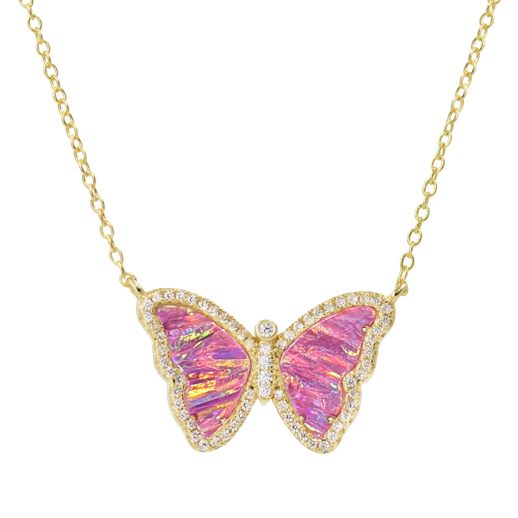 Opal Butterfly Necklace with Stripes