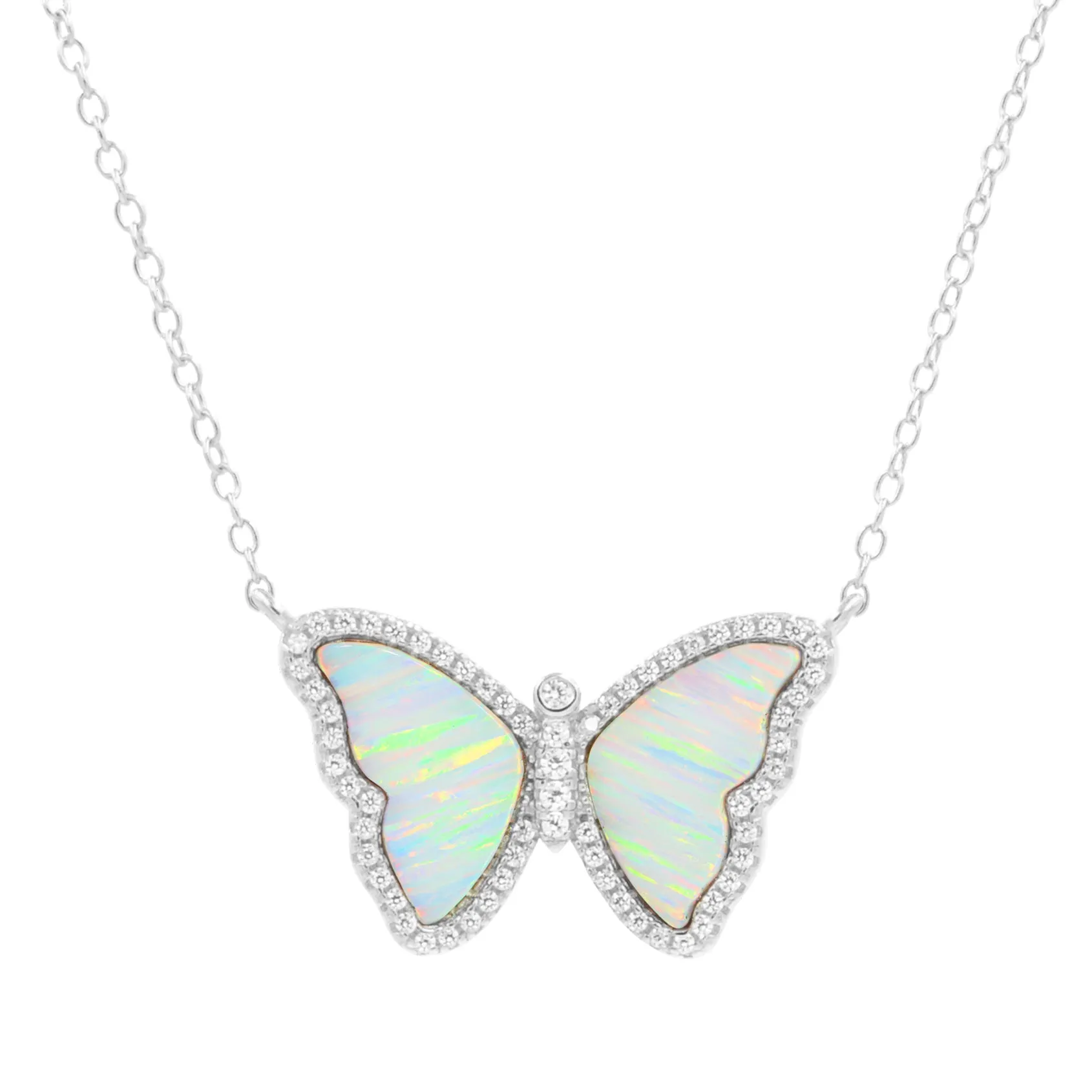 Opal Butterfly Necklace with Stripes