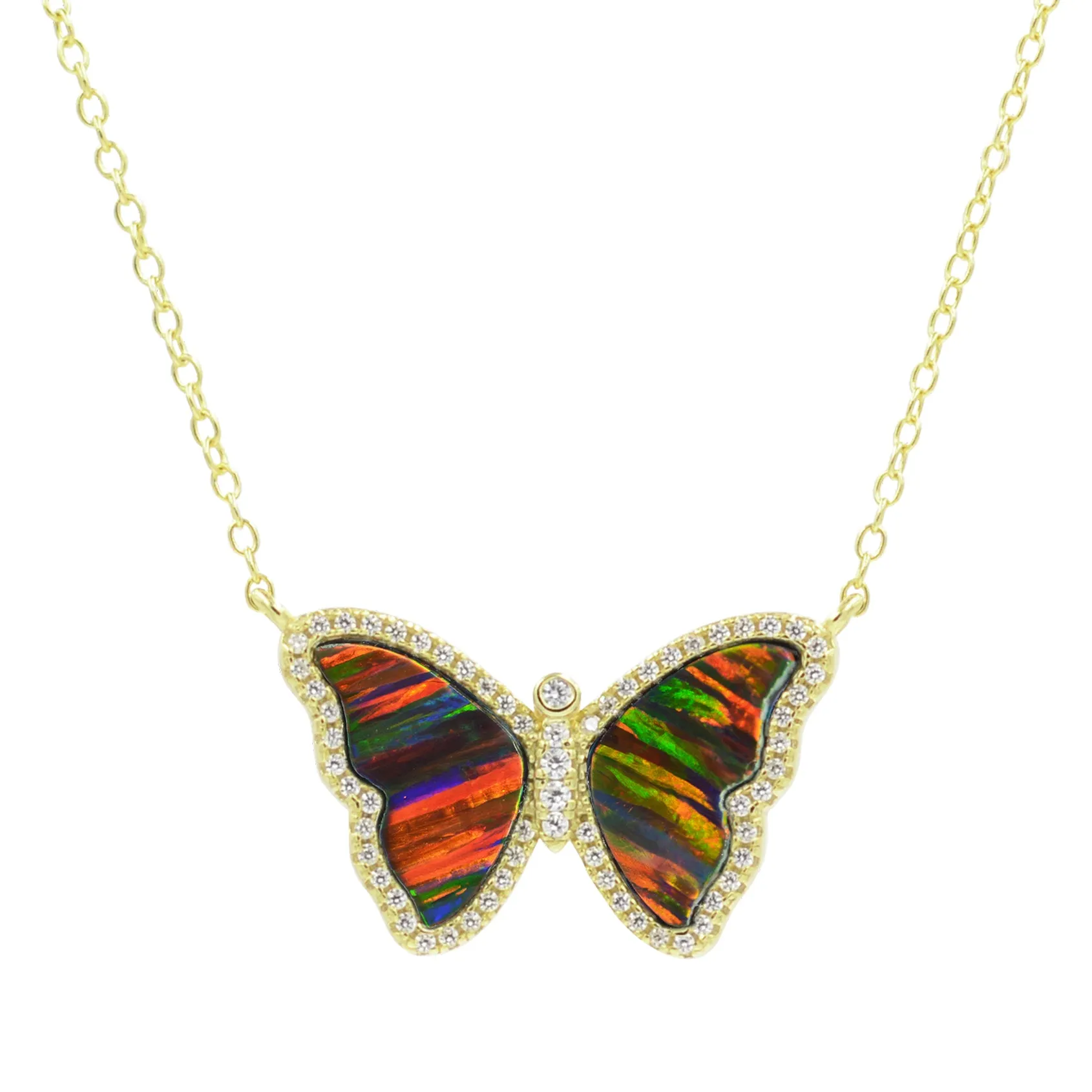 Opal Butterfly Necklace with Stripes