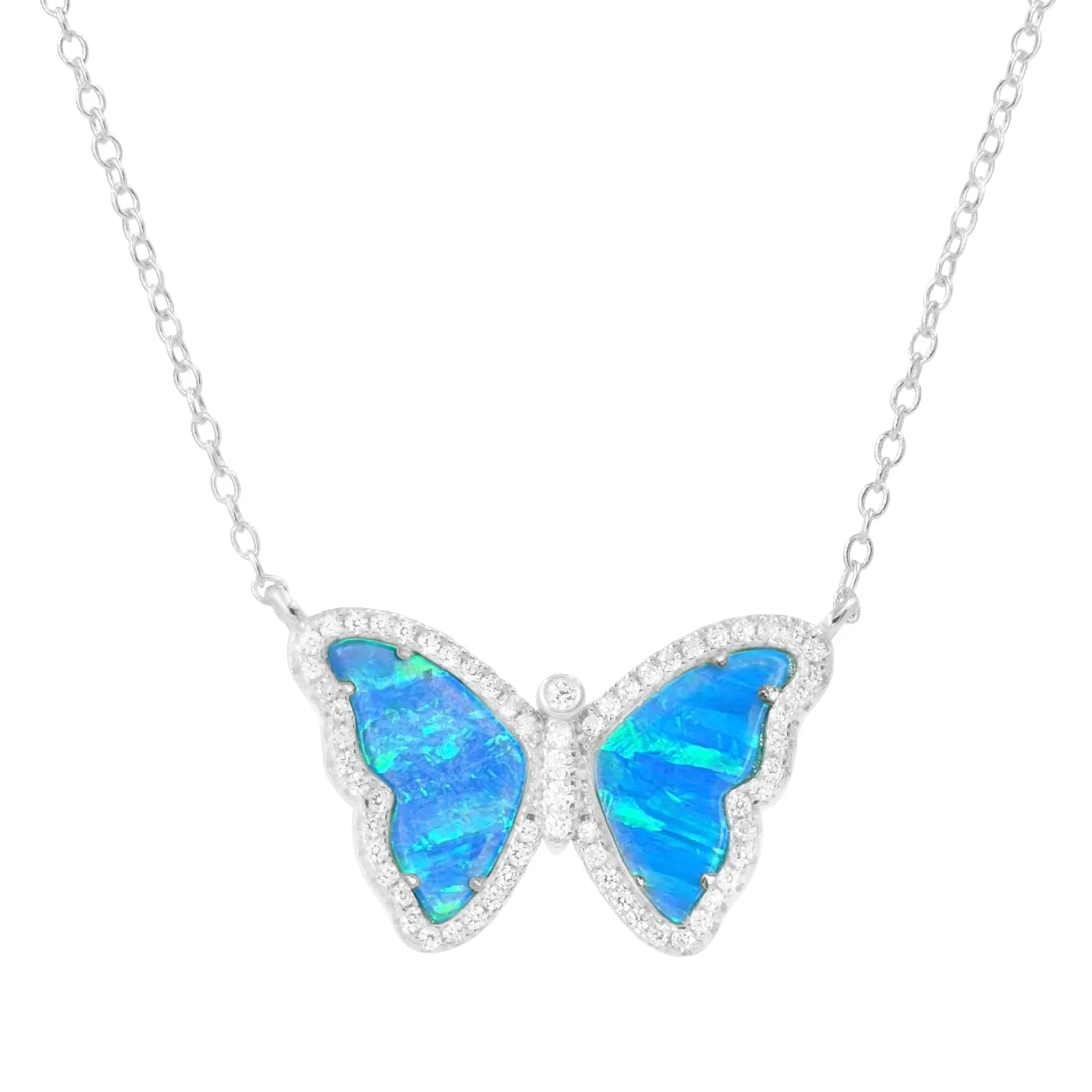 Opal Butterfly Necklace with Stripes