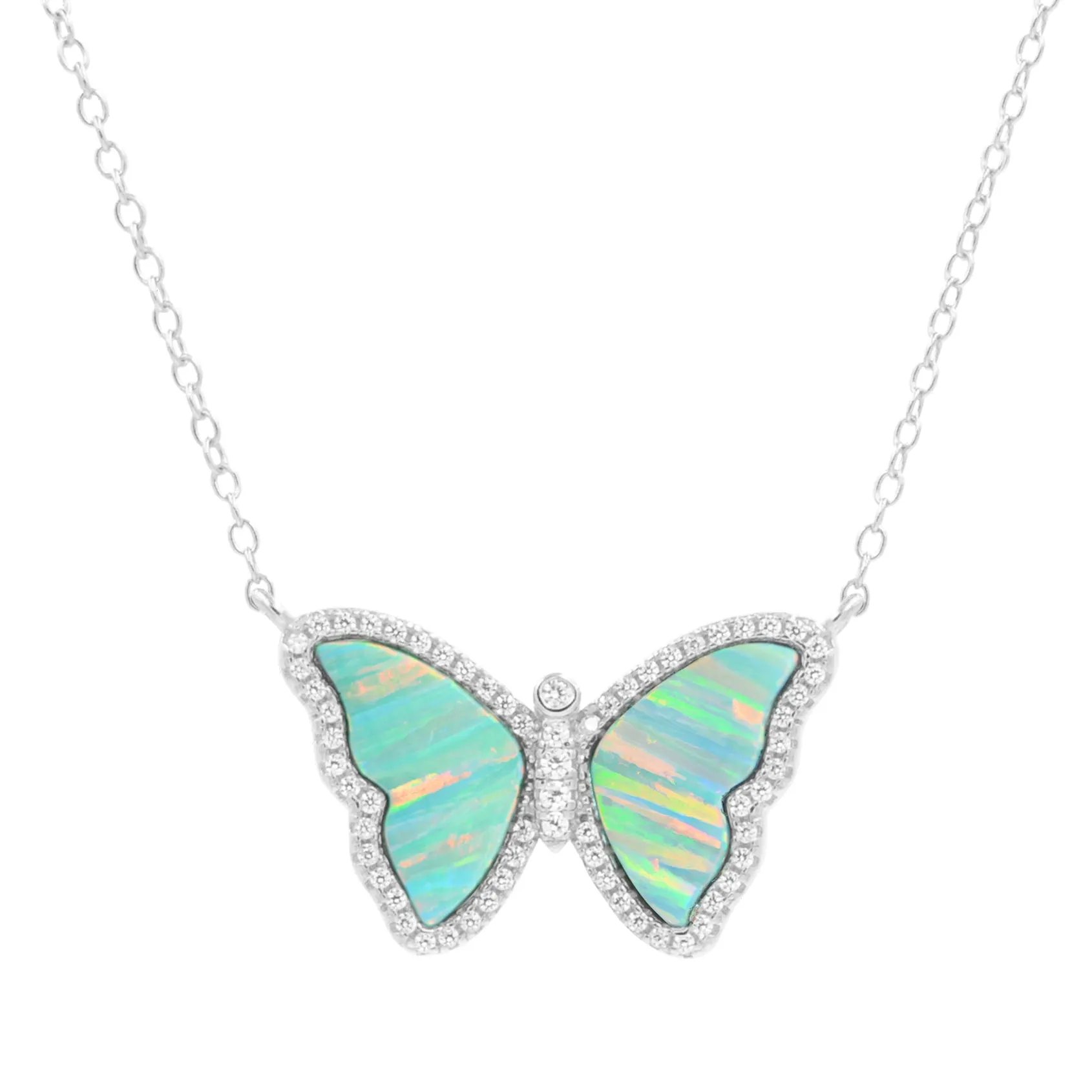 Opal Butterfly Necklace with Stripes