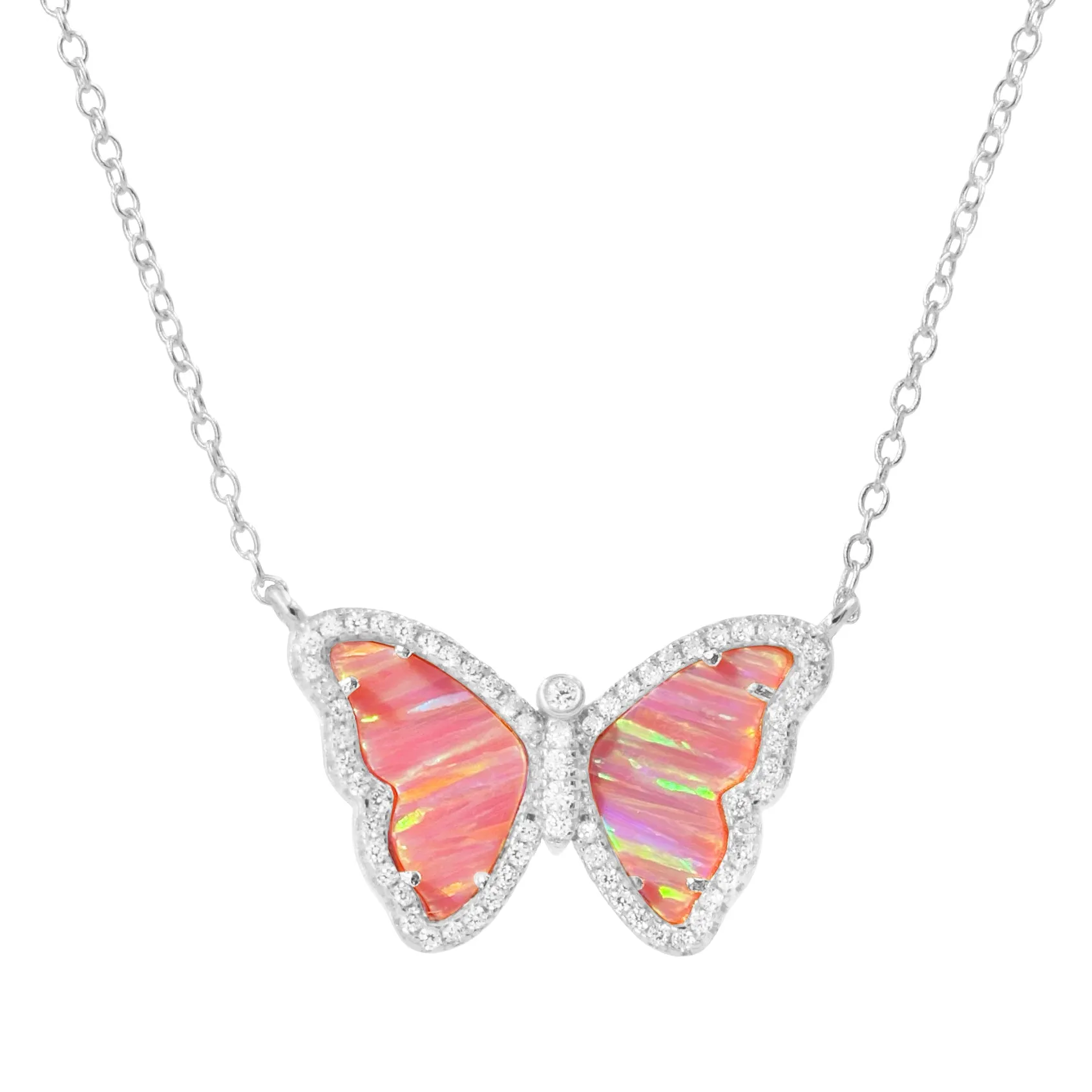 Opal Butterfly Necklace with Stripes