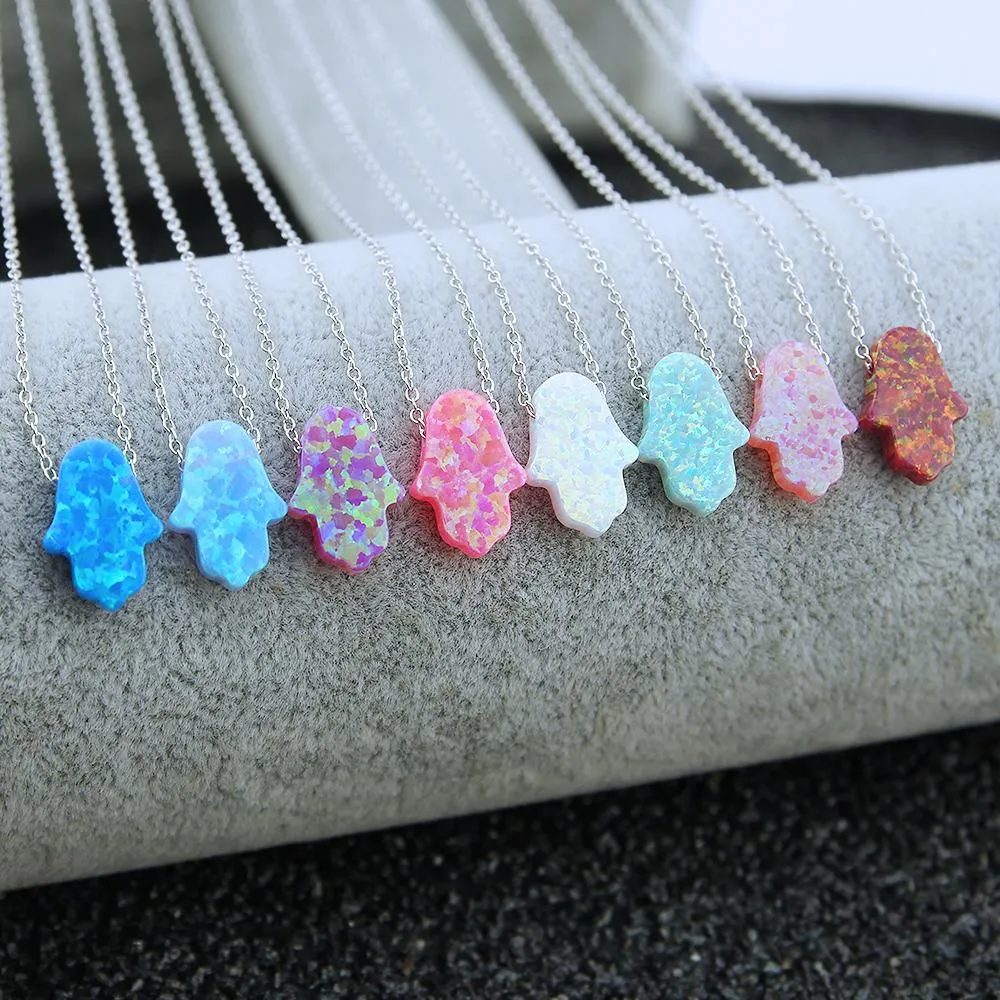 Opal Necklace Pendants in 8 Colors 925 Silver