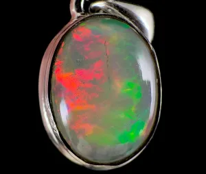 OPAL Pendant - Sterling Silver - Birthstone Jewelry, Opal Cabochon Necklace, Welo Opal, 54389