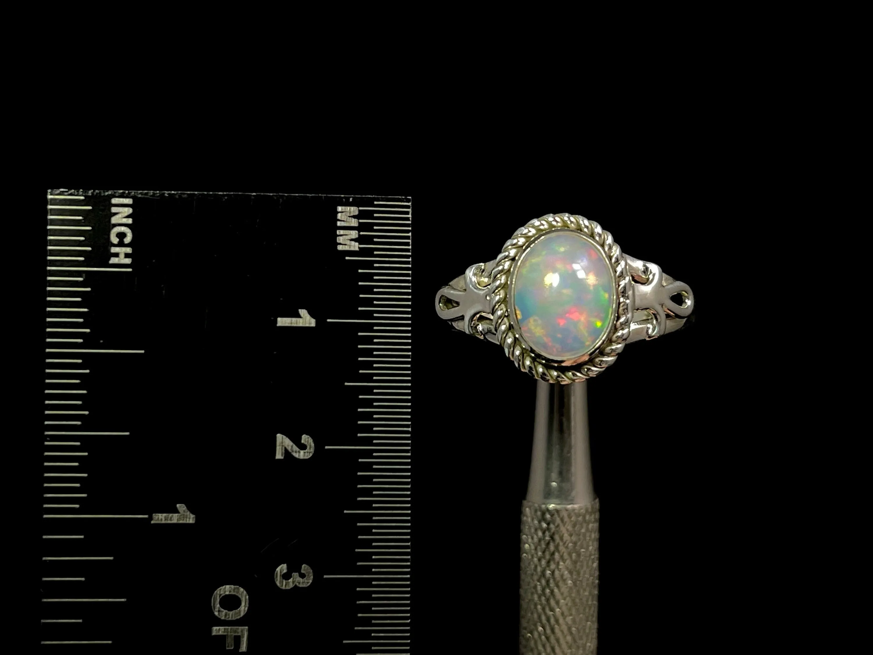 OPAL RING - Sterling Silver, Size 9.5 - Ethiopian Opal Rings for Women, Bridal Jewelry, Welo Opal, 49164