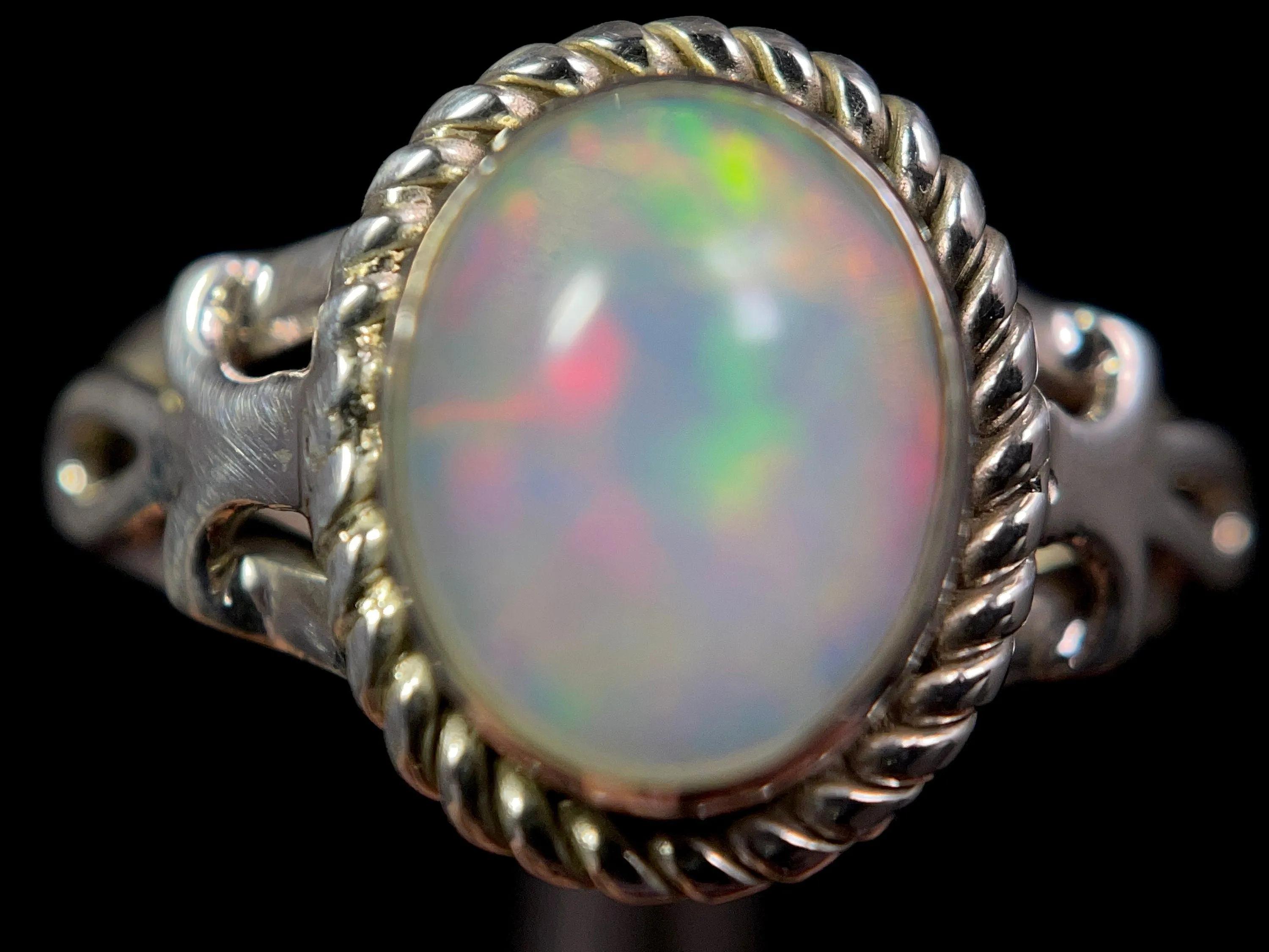 OPAL RING - Sterling Silver, Size 9.5 - Ethiopian Opal Rings for Women, Bridal Jewelry, Welo Opal, 49164