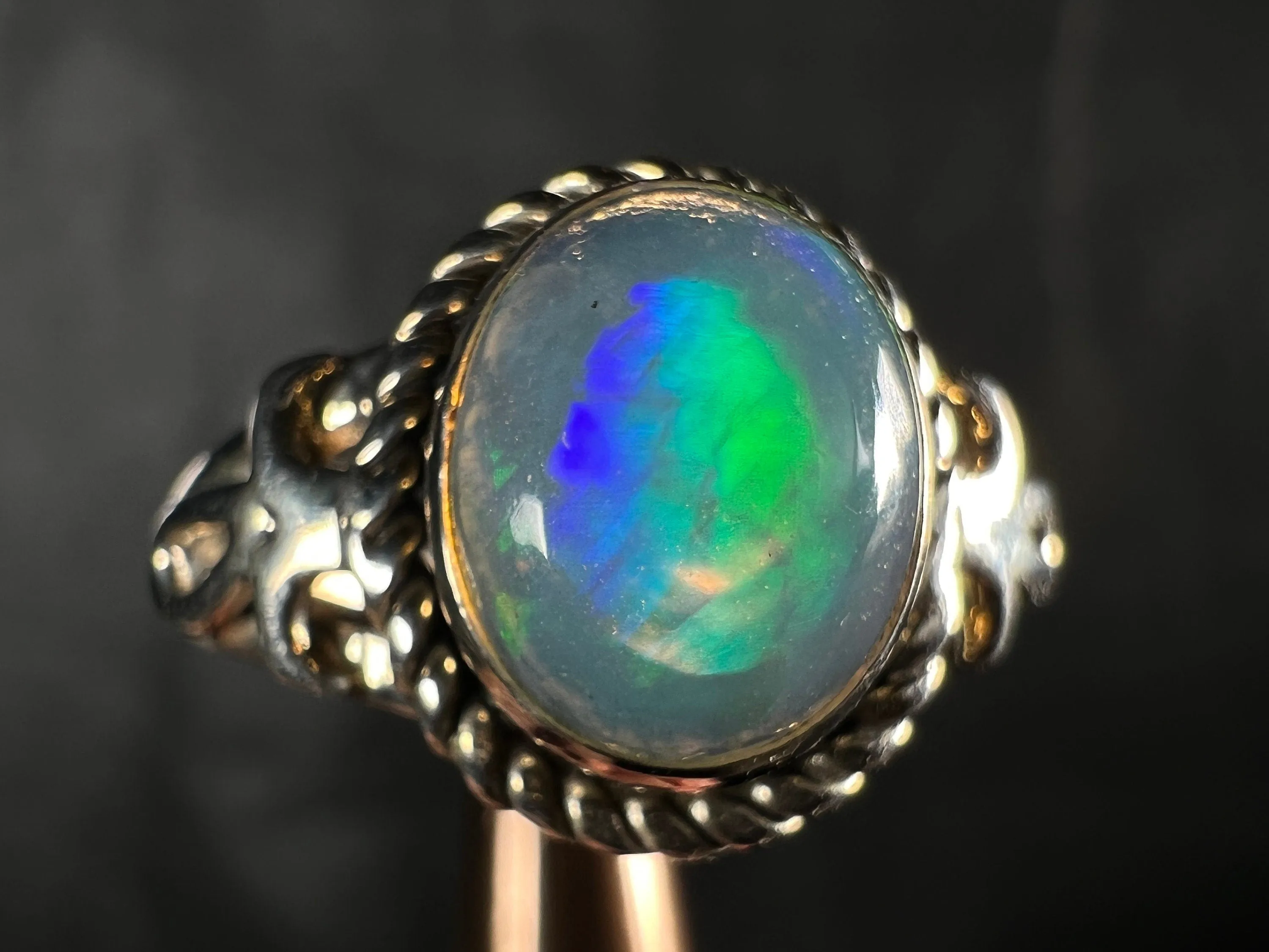 OPAL RING - Sterling Silver, Size 9.5 - Ethiopian Opal Rings for Women, Bridal Jewelry, Welo Opal, 51778