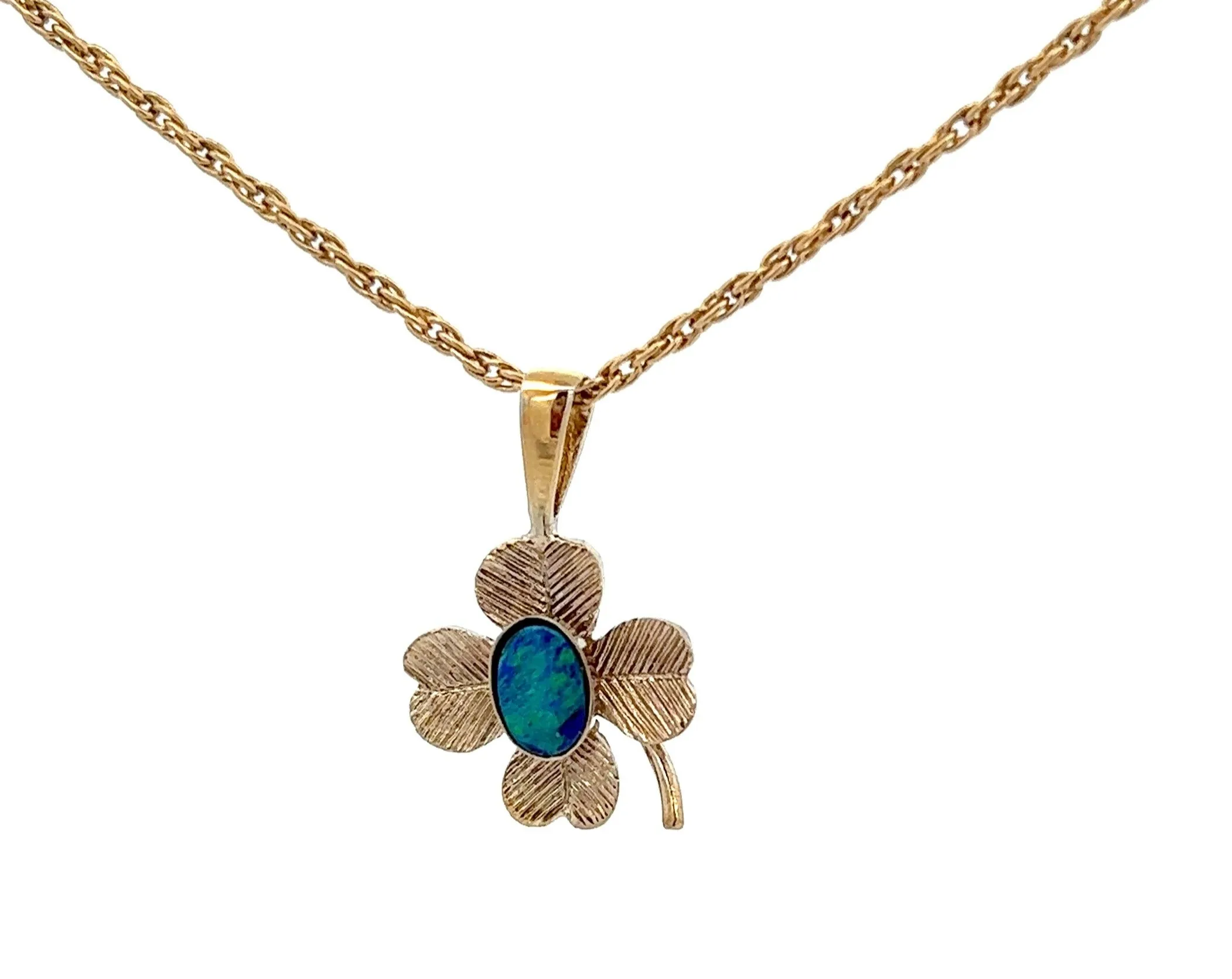 Opal Triplet Gold Plated Clover Pendant