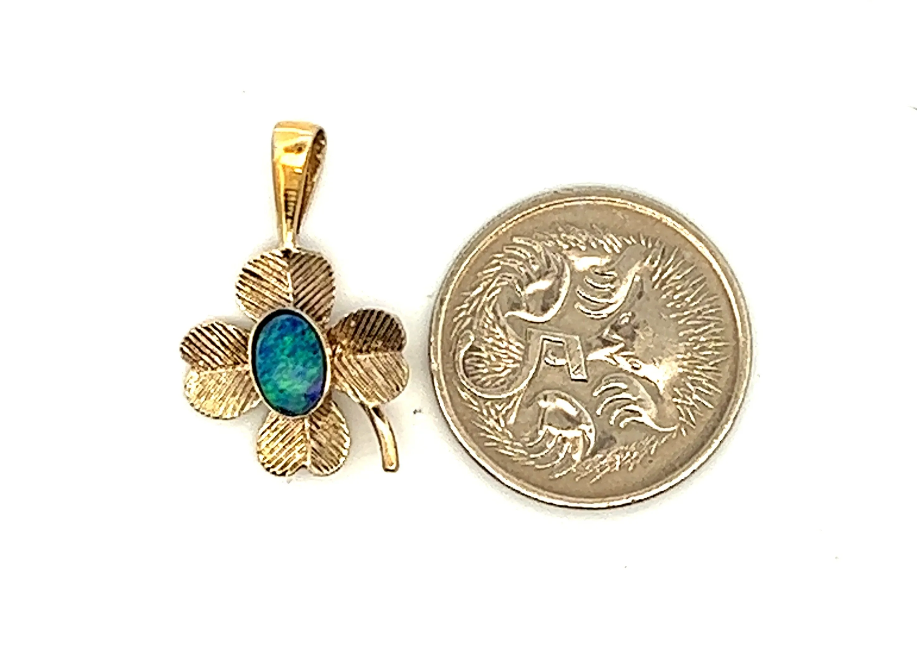 Opal Triplet Gold Plated Clover Pendant