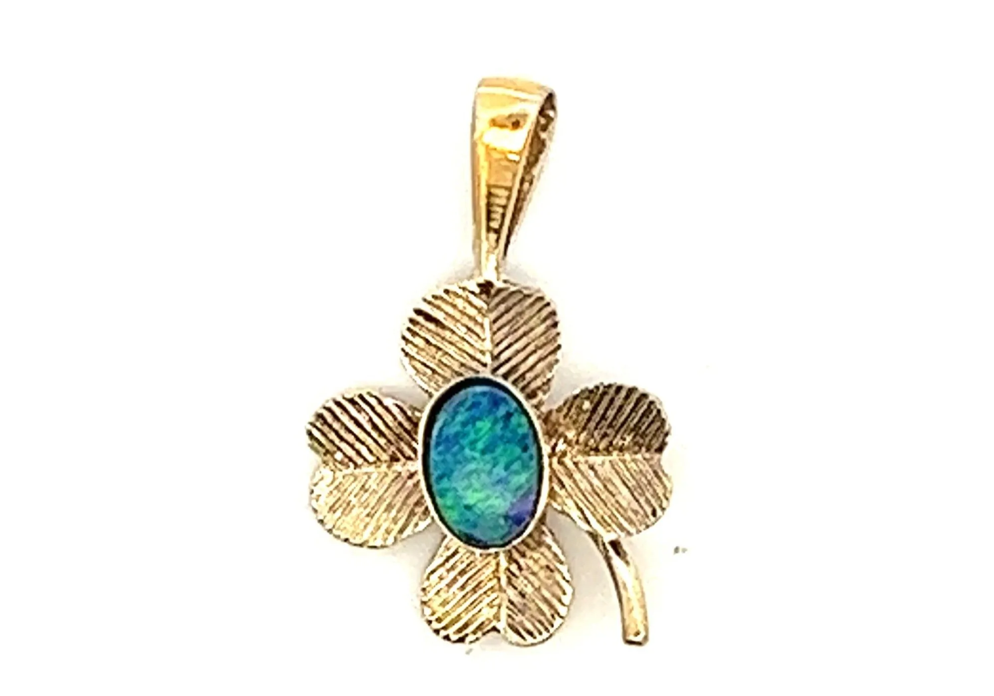 Opal Triplet Gold Plated Clover Pendant