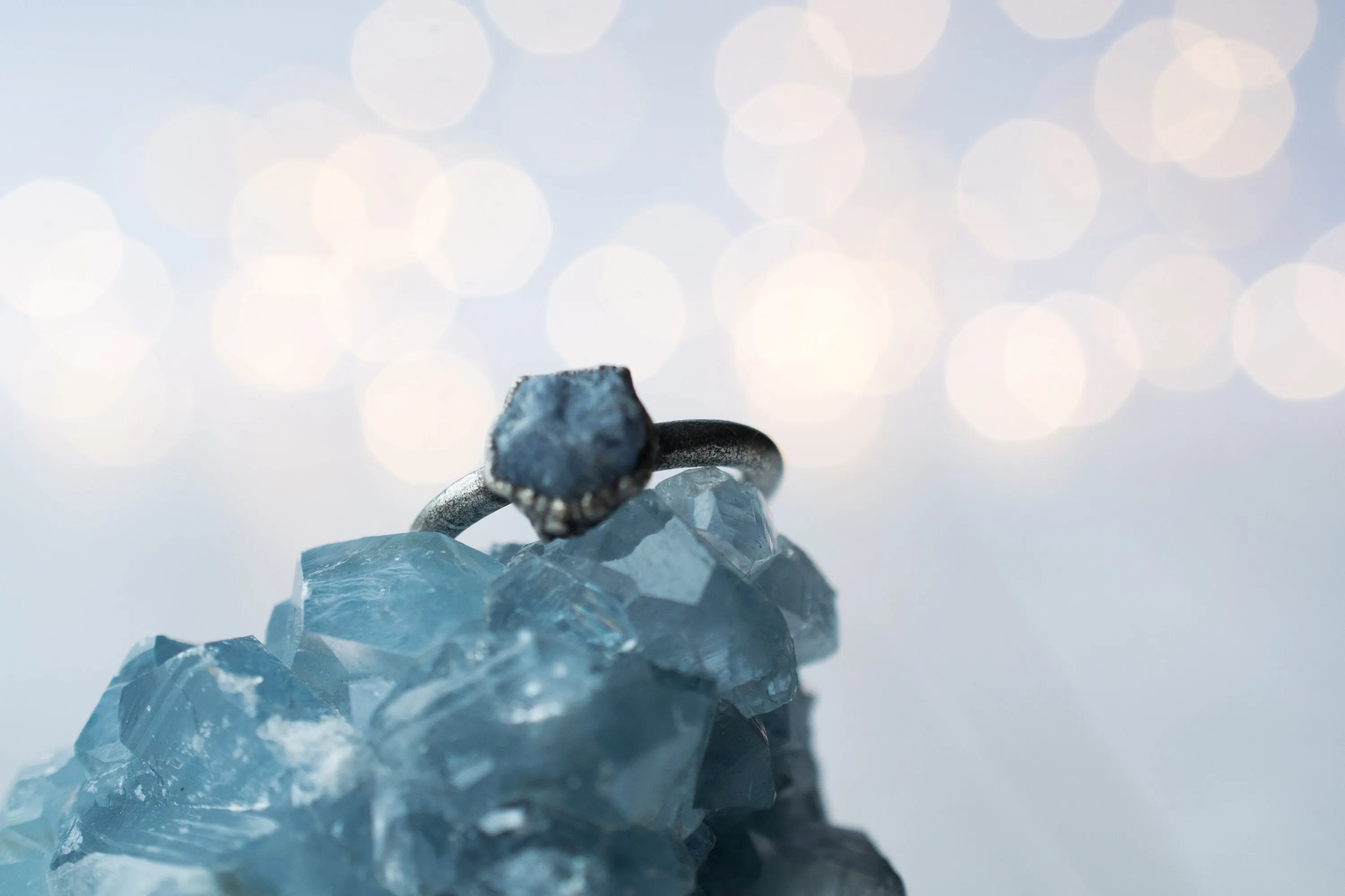 Oxidized Silver Sapphire ring | Blue sapphire ring