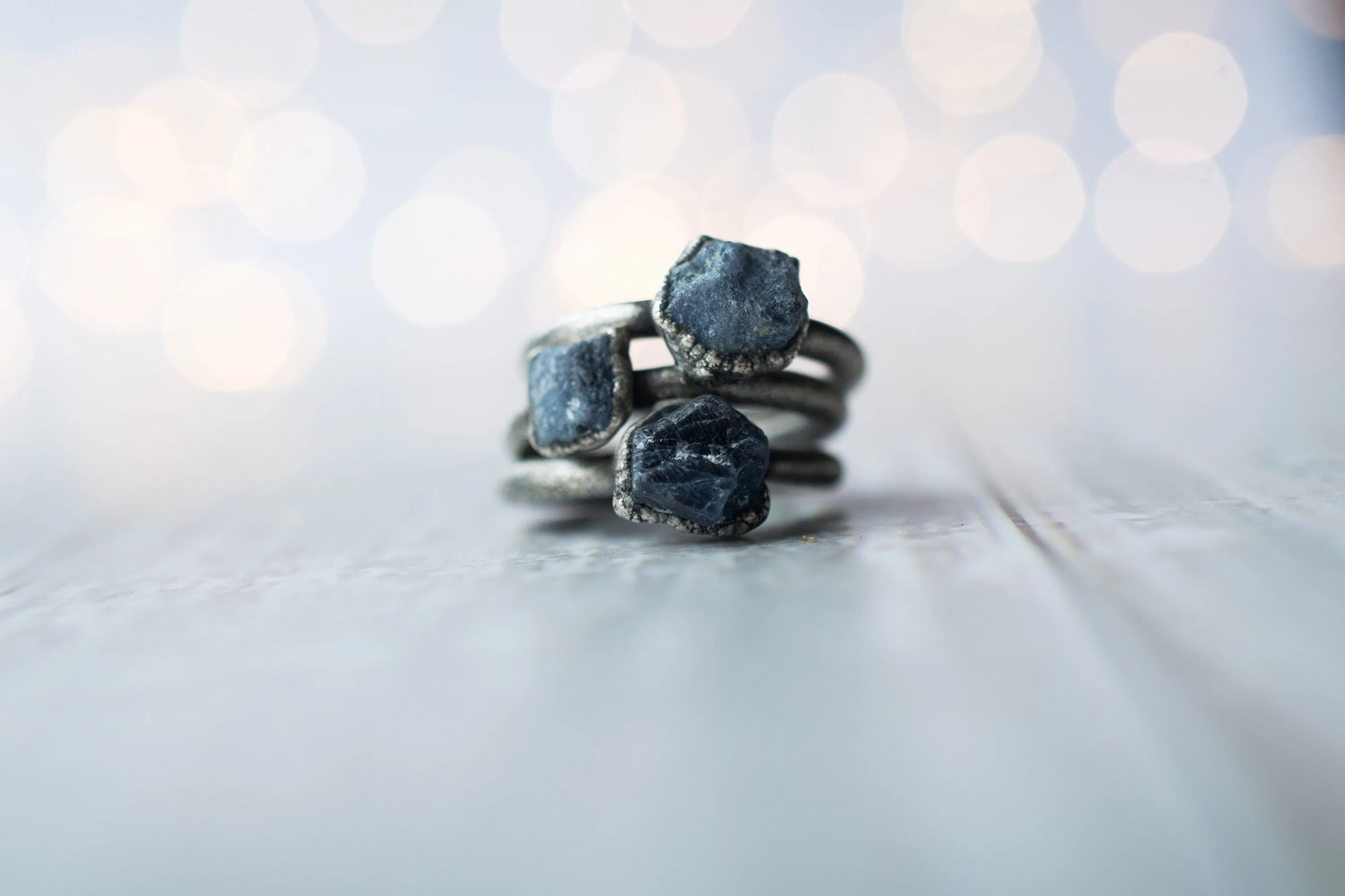 Oxidized Silver Sapphire ring | Blue sapphire ring