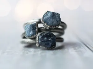 Oxidized Silver Sapphire ring | Blue sapphire ring