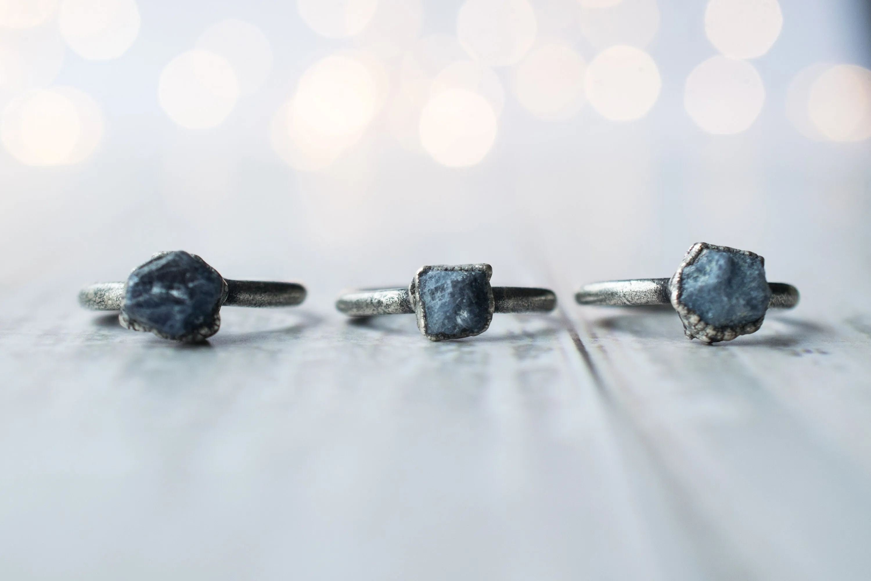 Oxidized Silver Sapphire ring | Blue sapphire ring