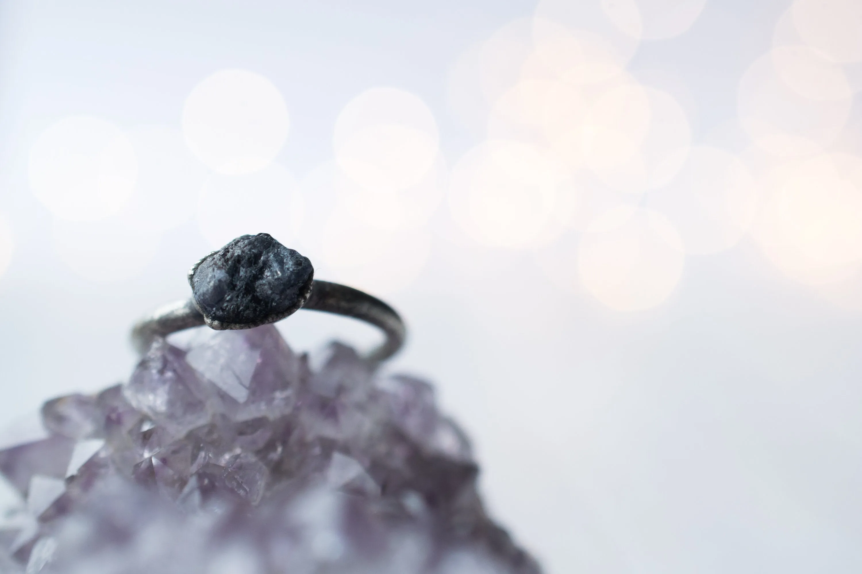 Oxidized Silver Sapphire ring | Blue sapphire ring