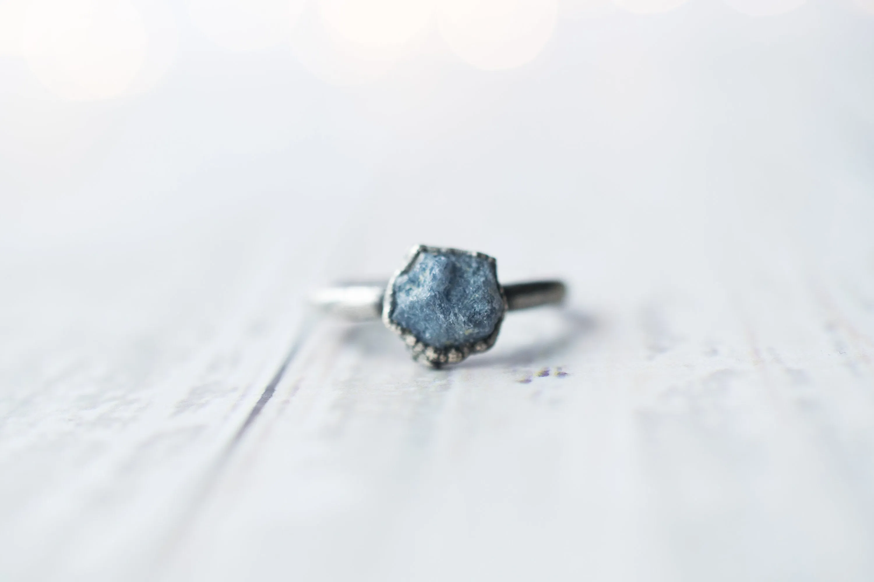 Oxidized Silver Sapphire ring | Blue sapphire ring