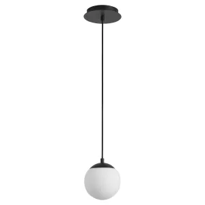 Oxygen Luna 3-670-15 Pendant Light 6 Inch, 3000K - Black, Satin Opal Glass Diffuser