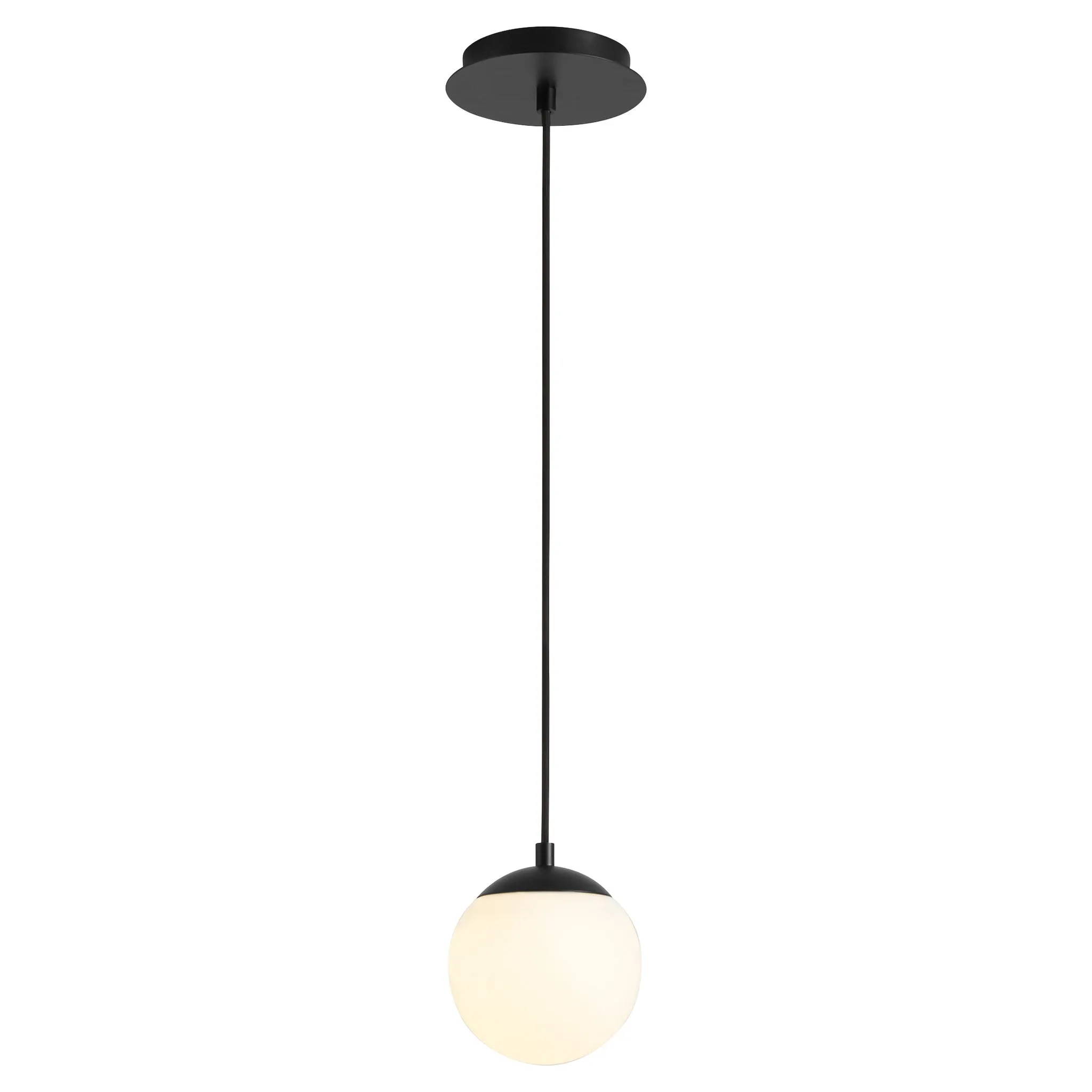 Oxygen Luna 3-670-15 Pendant Light 6 Inch, 3000K - Black, Satin Opal Glass Diffuser