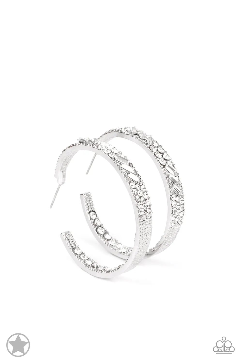 Paparazzi GLITZY By Association - White Hoop Earrings