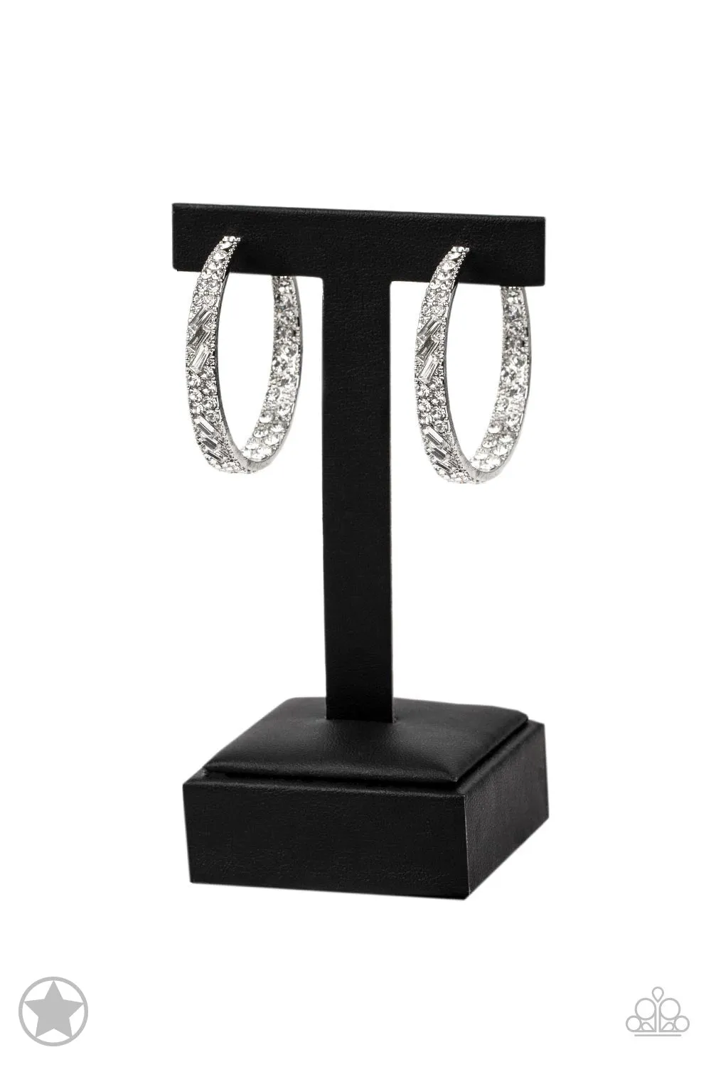 Paparazzi GLITZY By Association - White Hoop Earrings