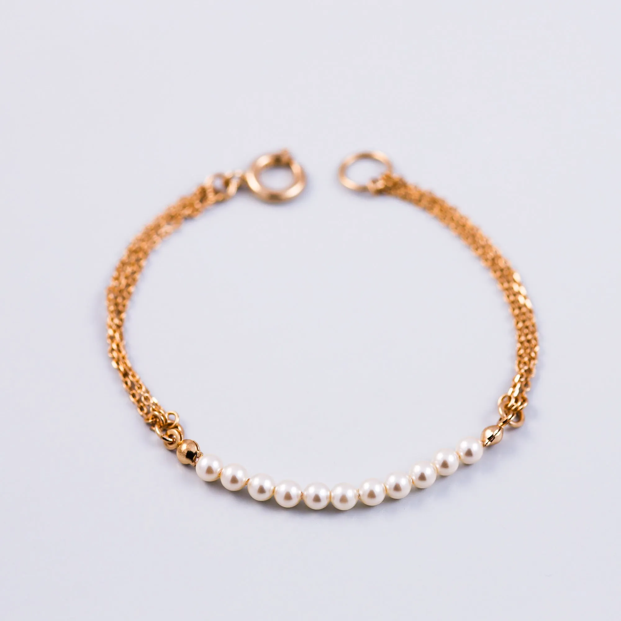 Pearl Bead Bracelet Gold & Cream