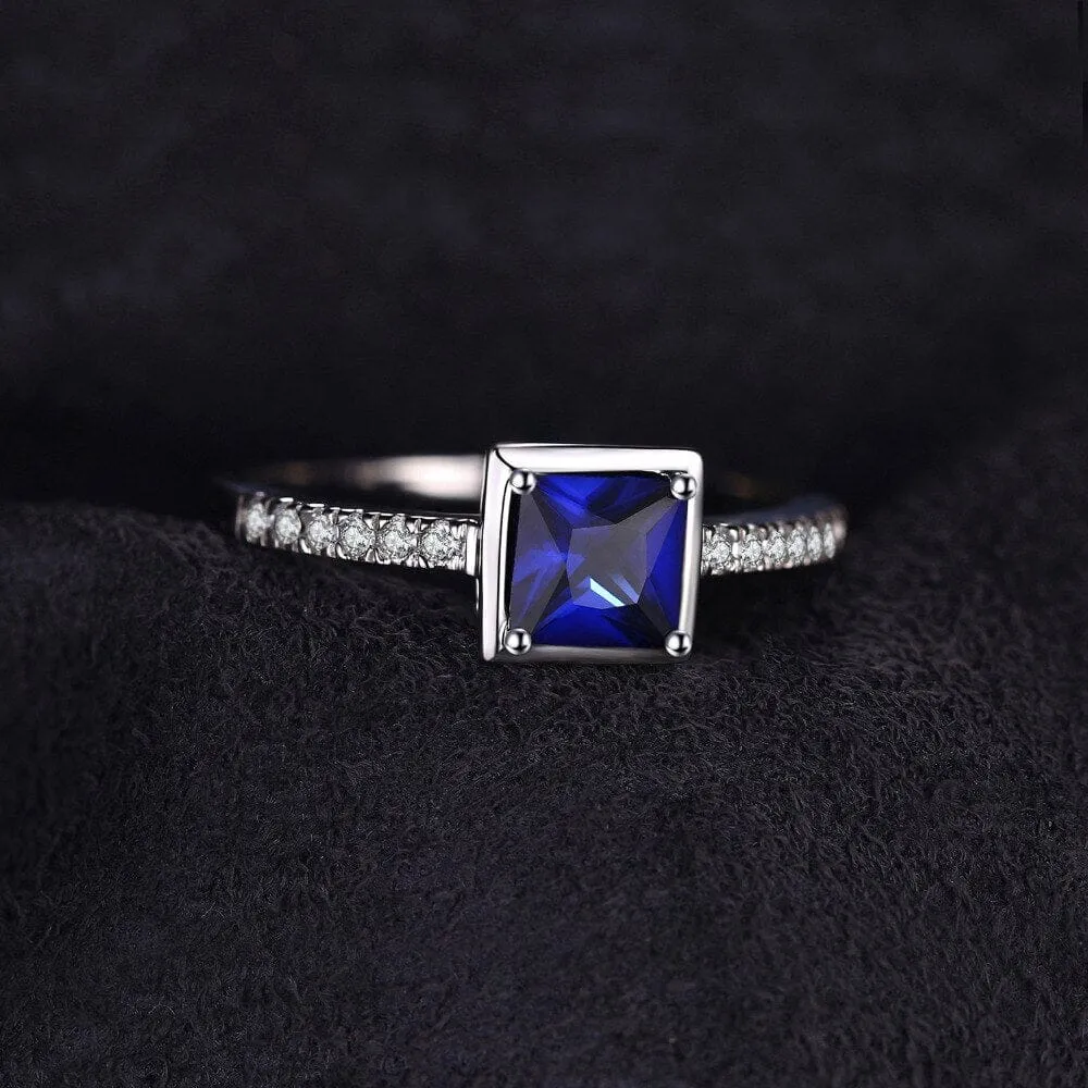 Perfect Square Sapphire 925 Sterling Silver Ring