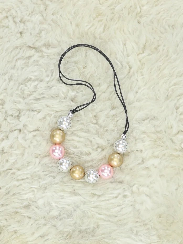 Pink & Gold Adjustable Bubblegum Necklace