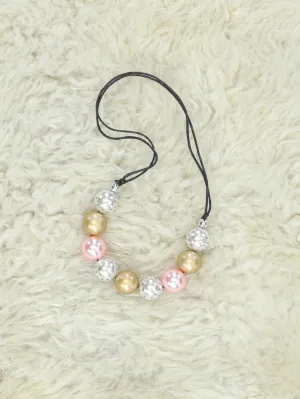 Pink & Gold Adjustable Bubblegum Necklace