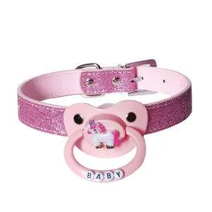 Pink Glitter Pacifier Gag