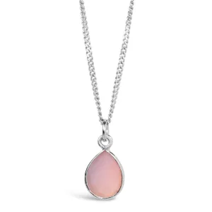 Pink Opal Charm Necklace | Silver | October