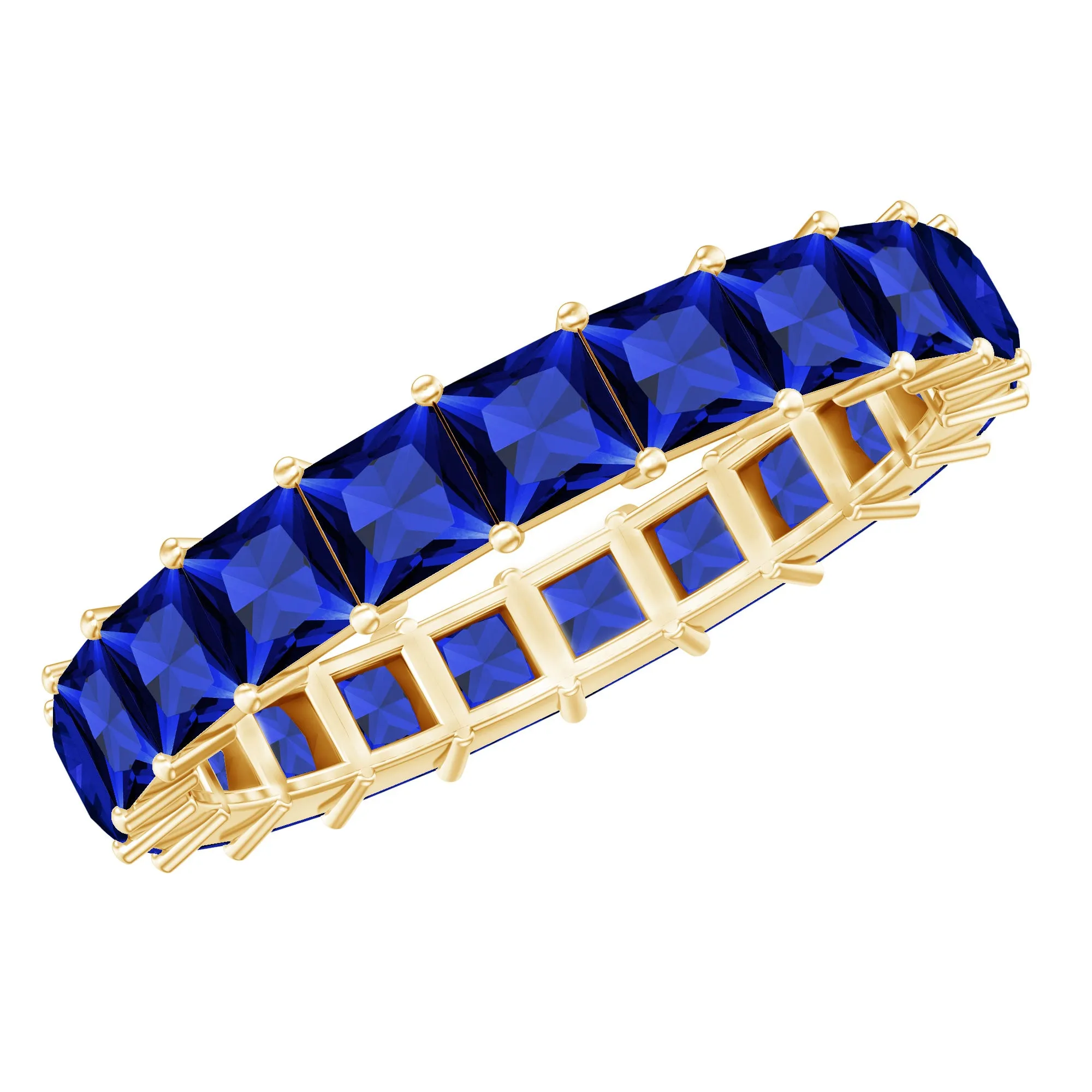 Princess Cut Lab Grown Blue Sapphire Full Eternity Band