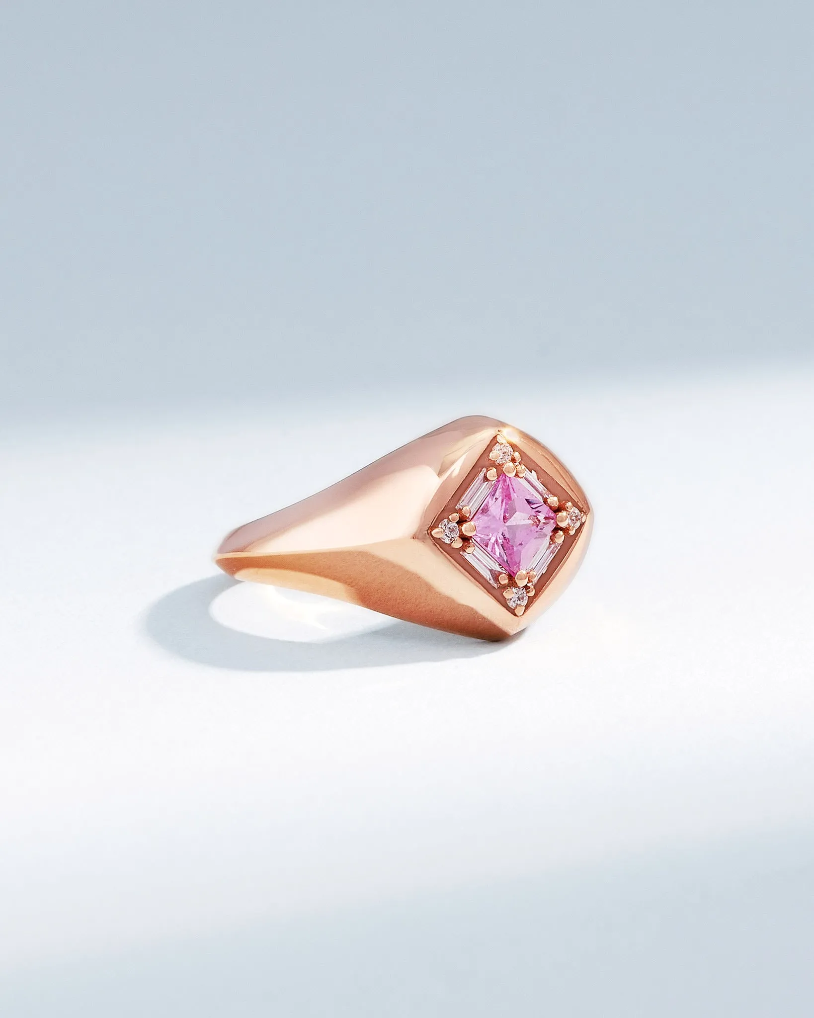 Princess Pink Sapphire Signet Ring