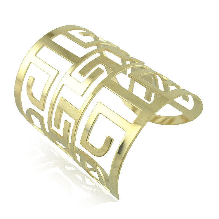 Punk Style Cuff Bangles Gold Plated Geometry Hollow out Metals Bracelet Clothes Jewelry Costume Jewellery