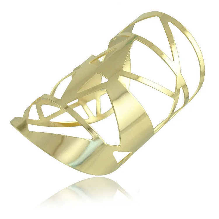 Punk Style Cuff Bangles Gold Plated Geometry Hollow out Metals Bracelet Clothes Jewelry Costume Jewellery