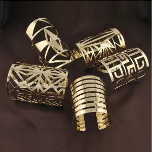 Punk Style Cuff Bangles Gold Plated Geometry Hollow out Metals Bracelet Clothes Jewelry Costume Jewellery