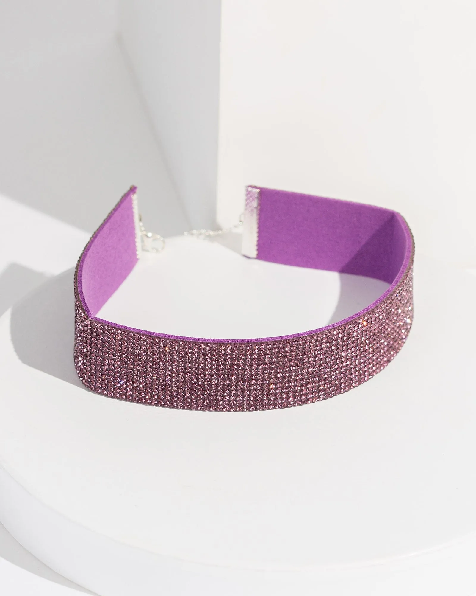 Purple Crystal Material Choker Necklace