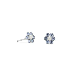 "Flower Power!" Crystal and Simulated Pearl Flower Earrings