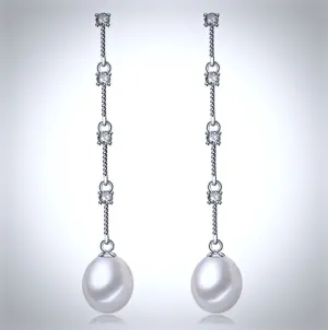 "Michaela" - Pearl and Cubic Zirconia Bridal Earrings - Available in Silver and Yellow Gold