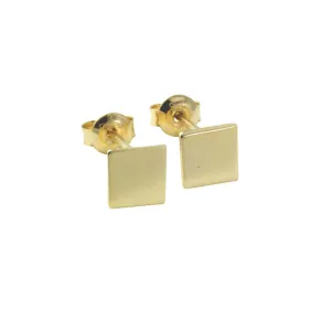 "Tic Tac" Gold-Dipped Mini Square Stud Earrings