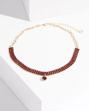 Red Crystal Cup Chain Choker Necklace