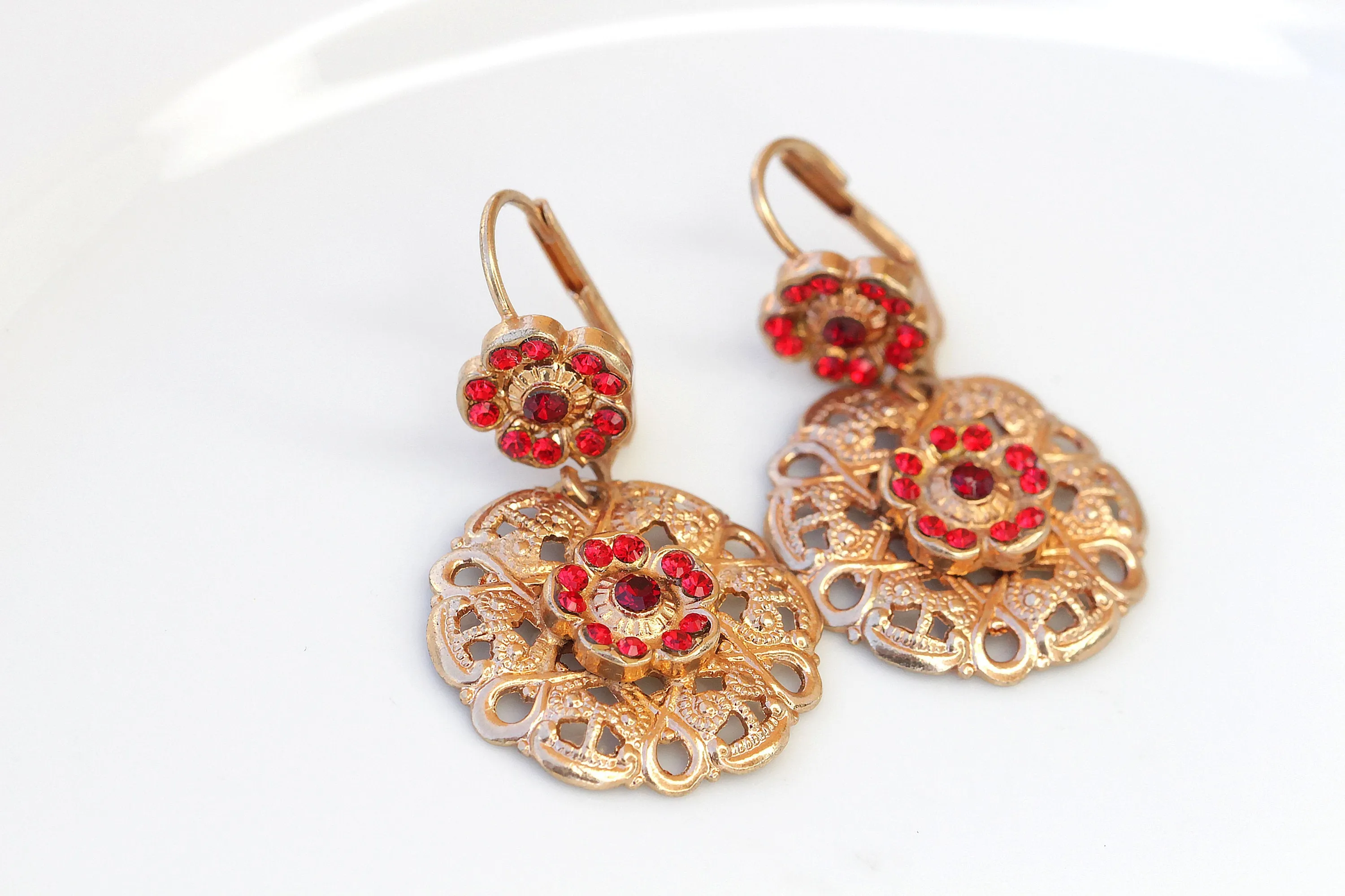 RED Rose Gold EARRINGS