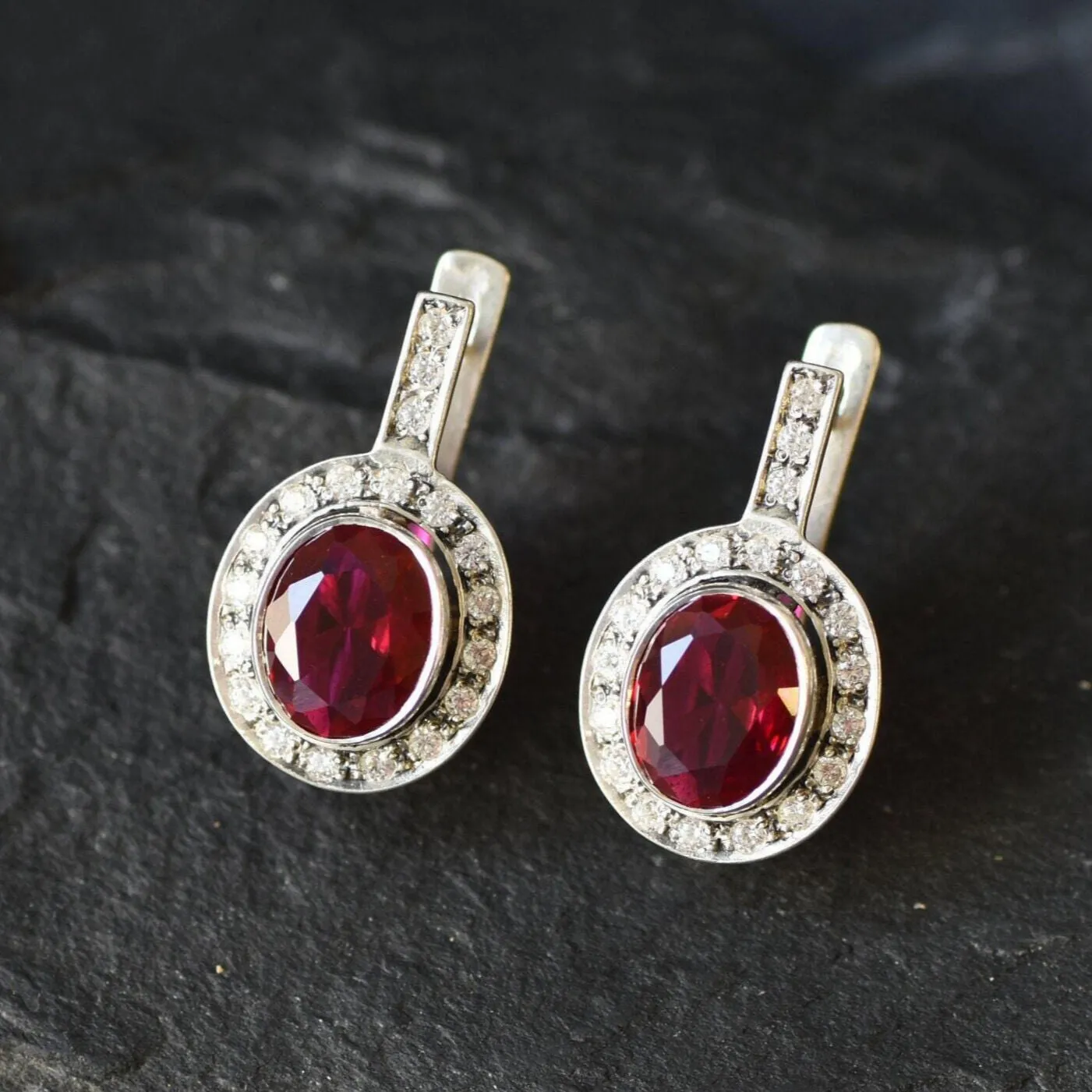 Red Ruby Earrings - Victorian Drop Earrings - Antique Princess Earrings