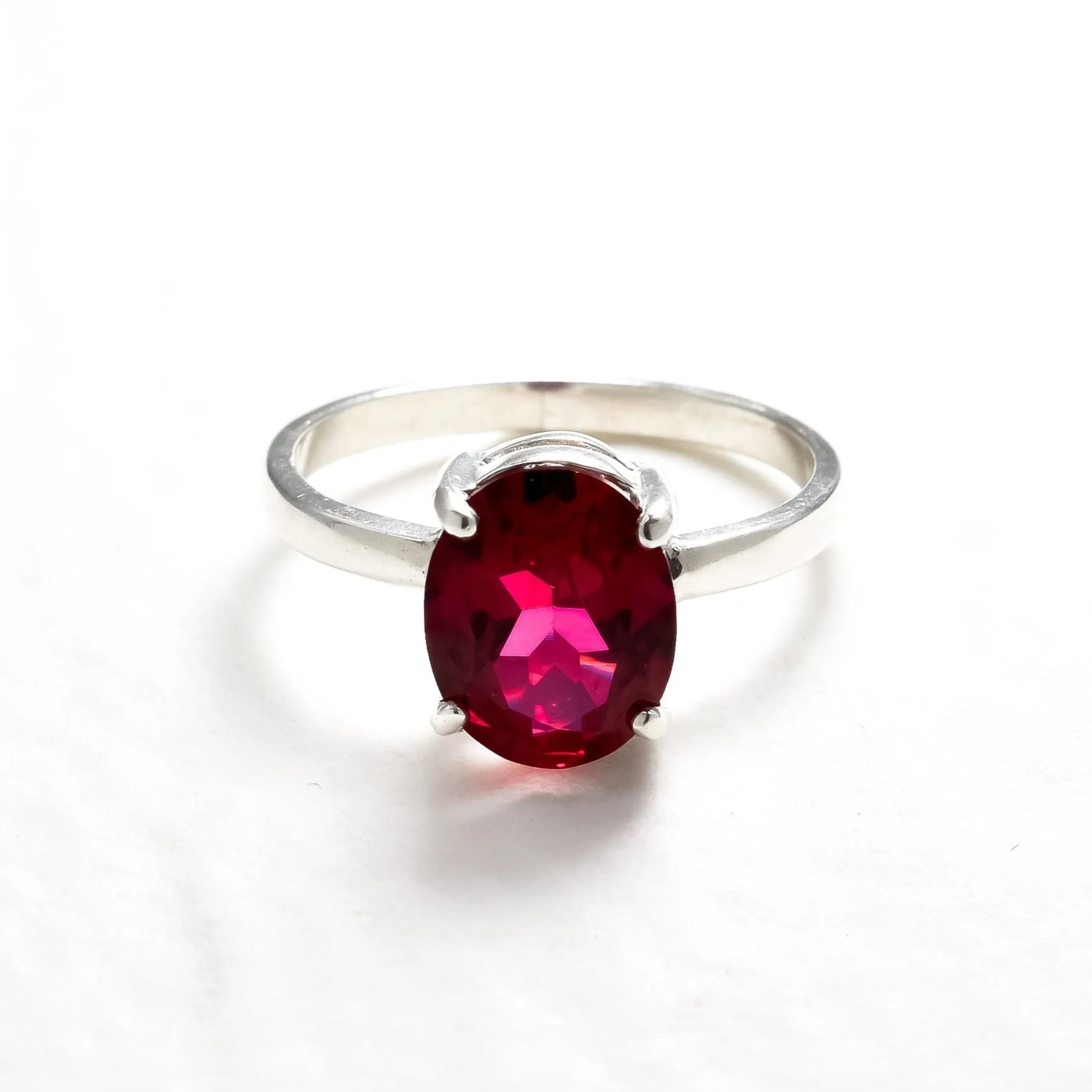 Red Ruby Ring - Red Engagement Ring - Dainty Promise Ring