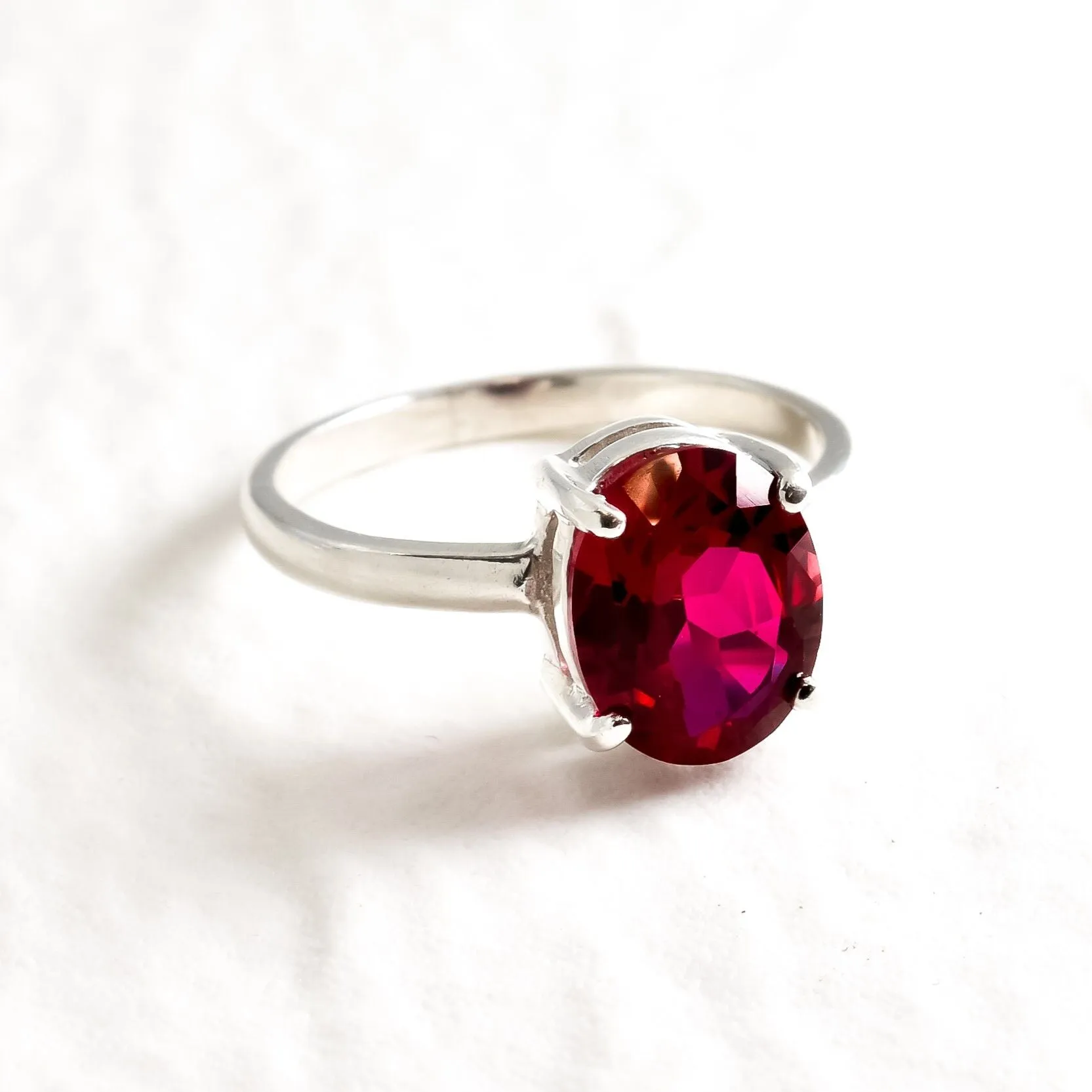 Red Ruby Ring - Red Engagement Ring - Dainty Promise Ring