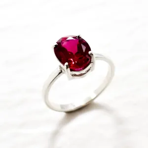 Red Ruby Ring - Red Engagement Ring - Dainty Promise Ring