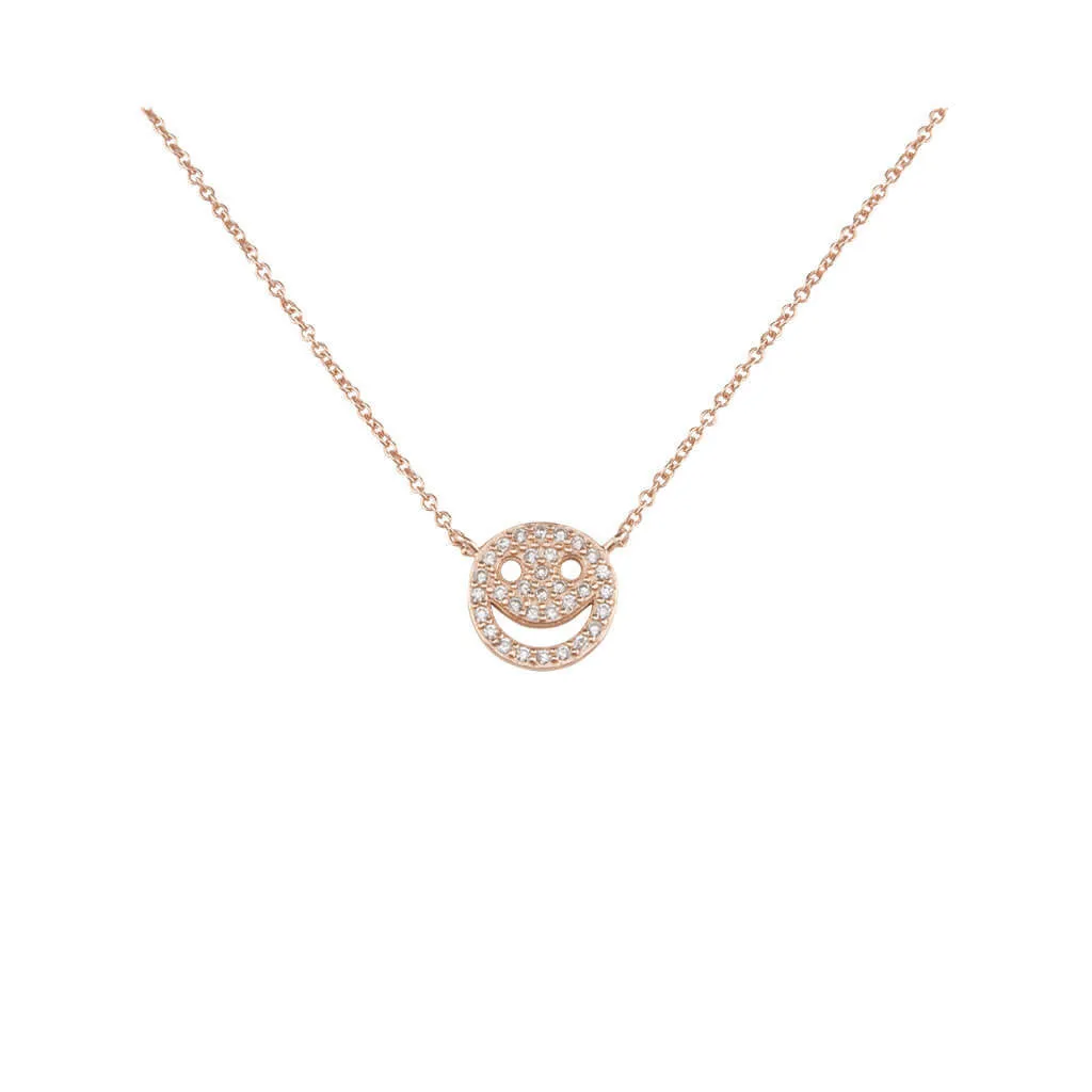 Rose Gold Crystal Smiley Face Necklace