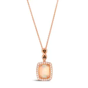 Rose Gold Opal Pendant with Chocolate and Vanilla Diamonds