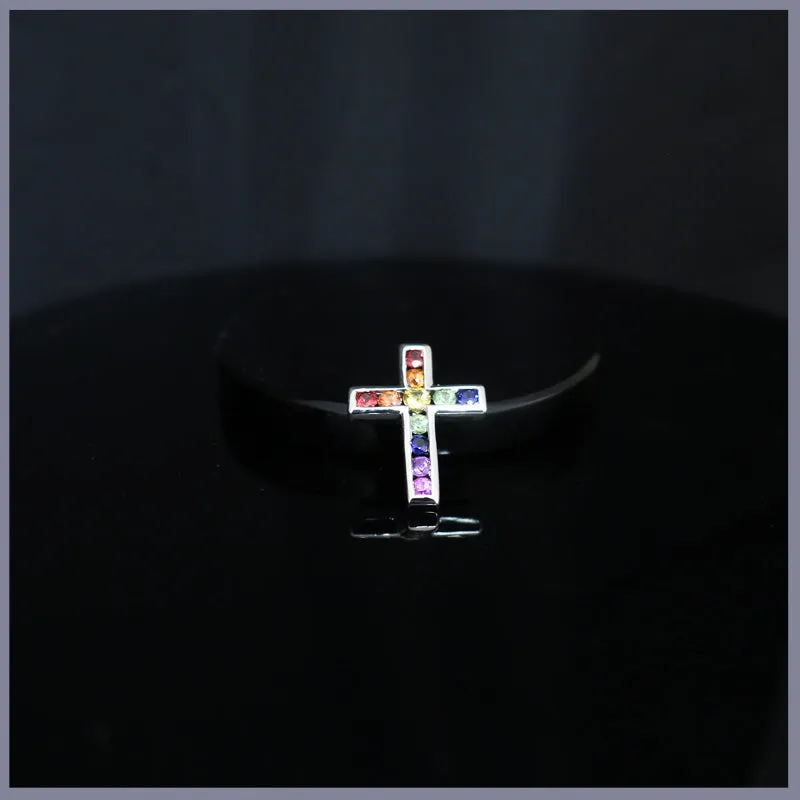 RSJ261 Rainbow Sapphire Cross Pendant